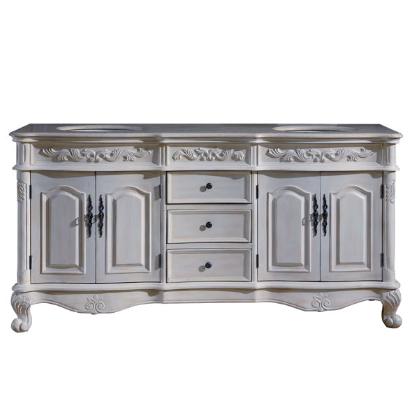 One Allium Way® Svetlana 72'' Freestanding Double Bathroom Vanity with Marble Vanity Top